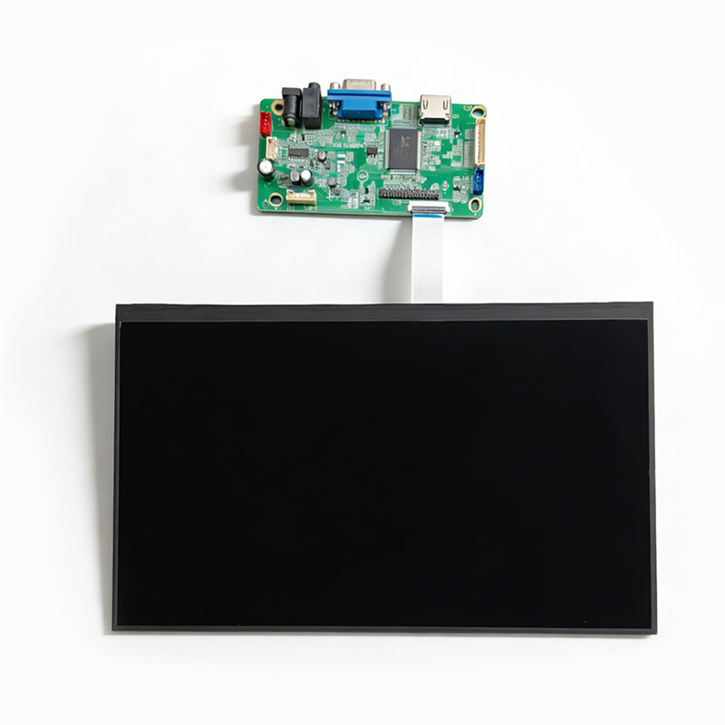 11.6-inch industrial TFT LCD display assembly with driver board and flexible cable connections